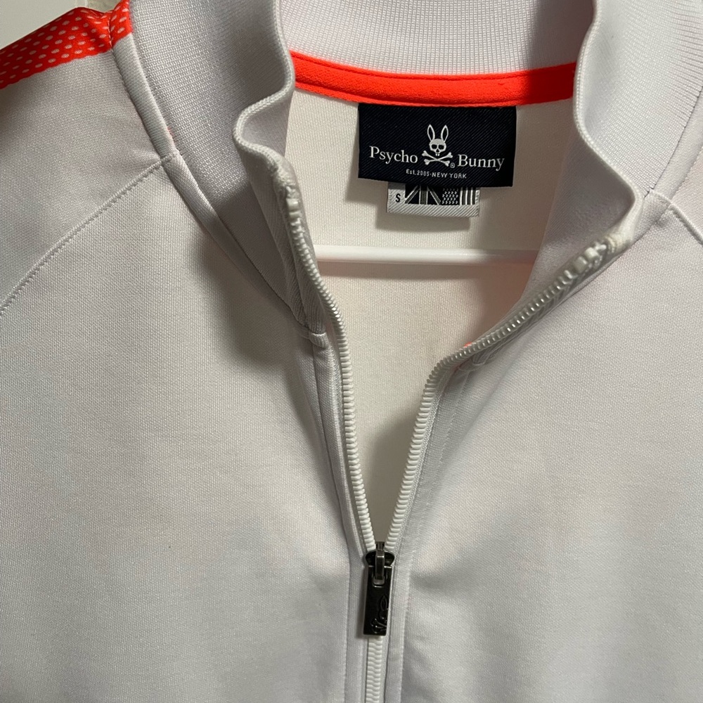 Psycho Bunny White Jacket with Orange Highlights